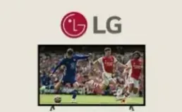 LG smart TV with a football match on screen